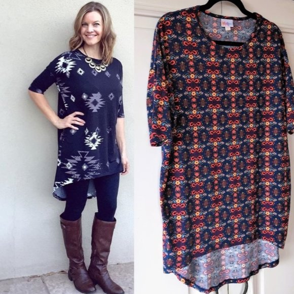 LuLaRoe Tops - Extra Soft & Versatile "Irma" Patterned High-Low Oversized Tunic Top - Size XXS